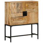 Aparador de madera maciza de mango rugosa 80x30x95 cm