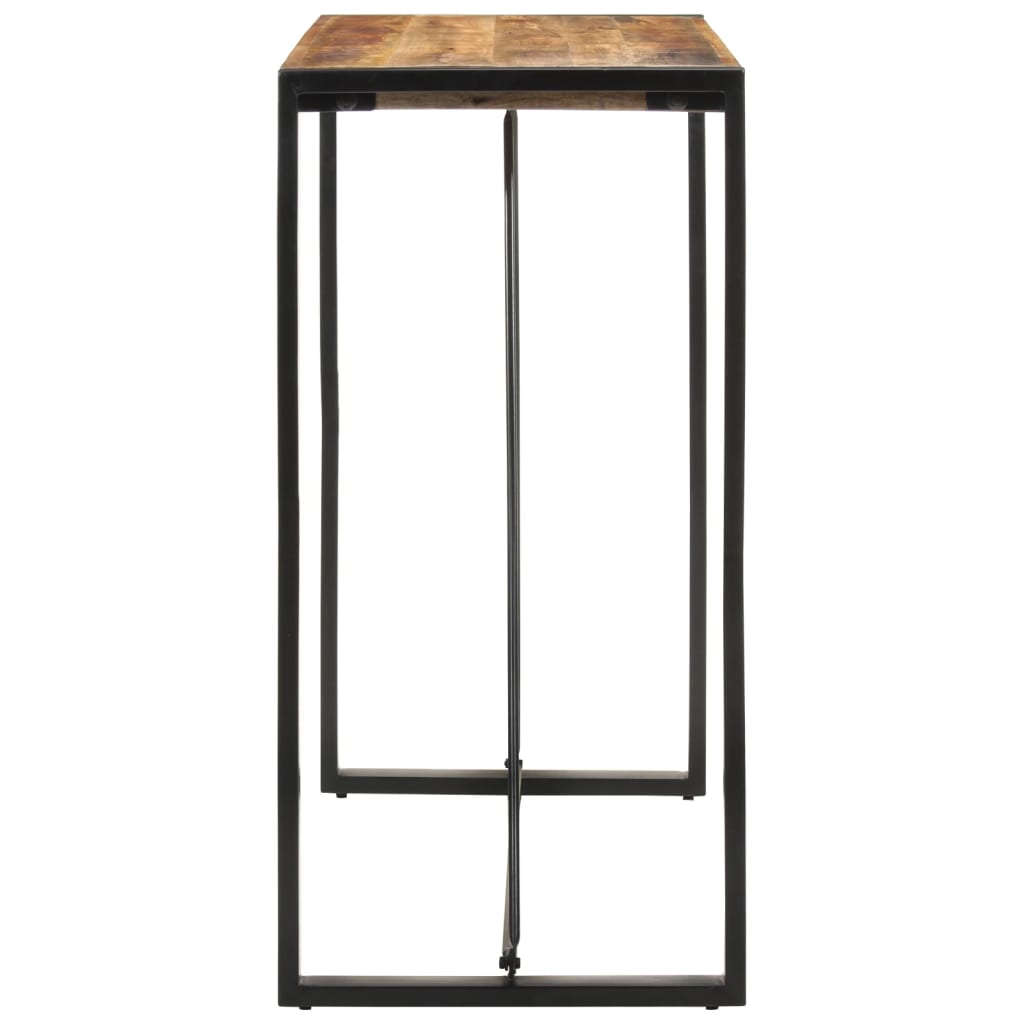 Mesa alta de bar madera maciza de mango rugoso 110x55x110 cm