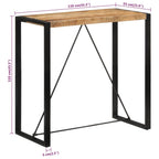 Mesa alta de bar madera maciza de mango rugoso 110x55x110 cm