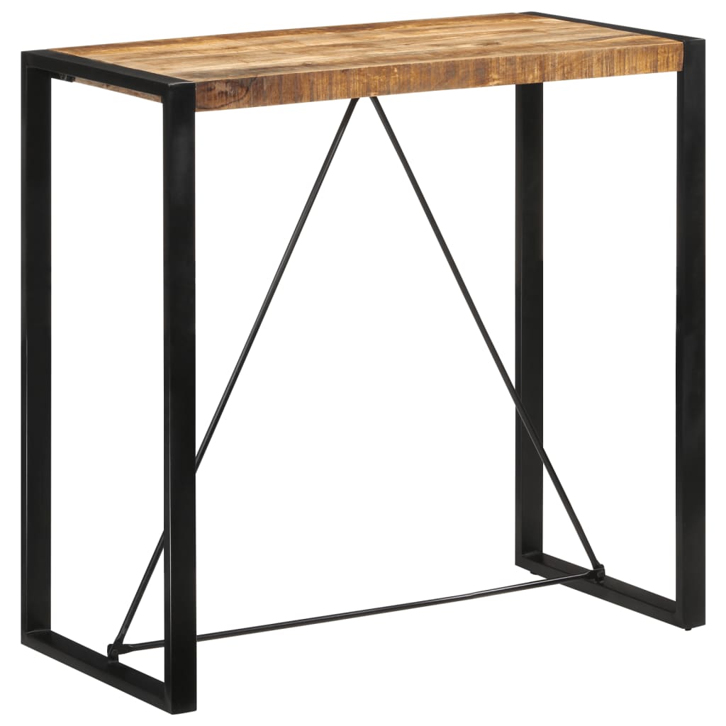 Mesa alta de bar madera maciza de mango rugoso 110x55x110 cm