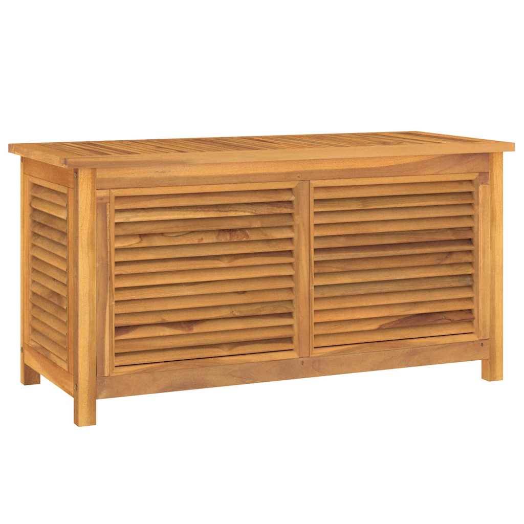 Baú de arrumação de jardim com bolsa, madeira de teca maciça, 114x50x58 cm