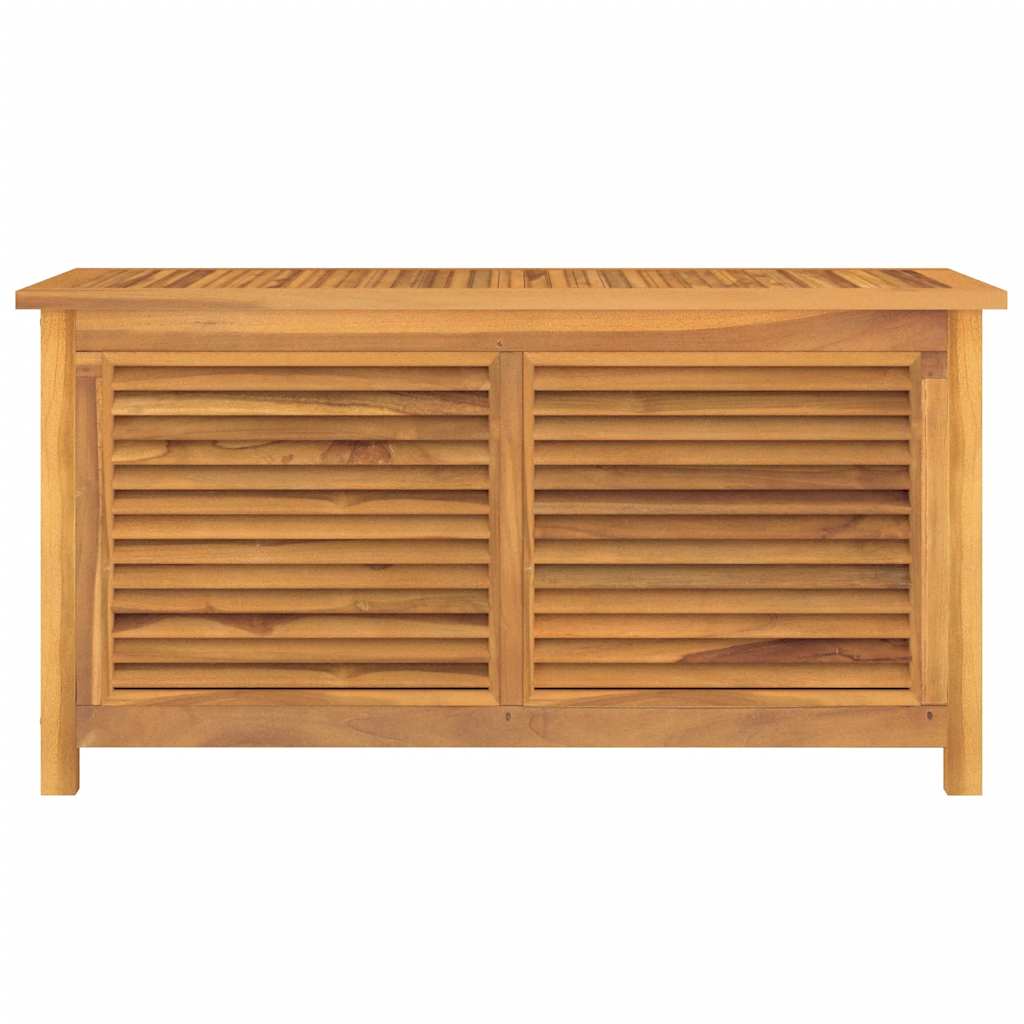 Baú de arrumação de jardim com bolsa, madeira de teca maciça, 114x50x58 cm