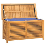 Baú de arrumação de jardim com bolsa, madeira de teca maciça, 114x50x58 cm