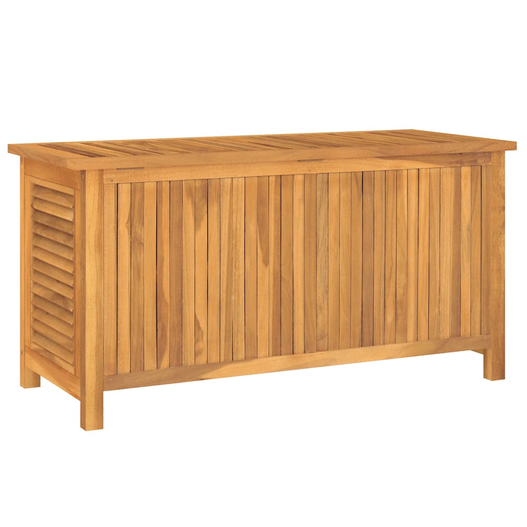 Baú de arrumação de jardim com bolsa, madeira de teca maciça, 114x50x58 cm