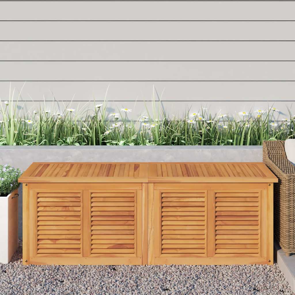 Baú de arrumação de jardim com bolsa, madeira de teca maciça, 114x50x58 cm