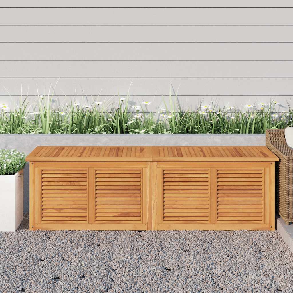 Baú de arrumação de jardim com bolsa, madeira de teca maciça, 114x50x58 cm