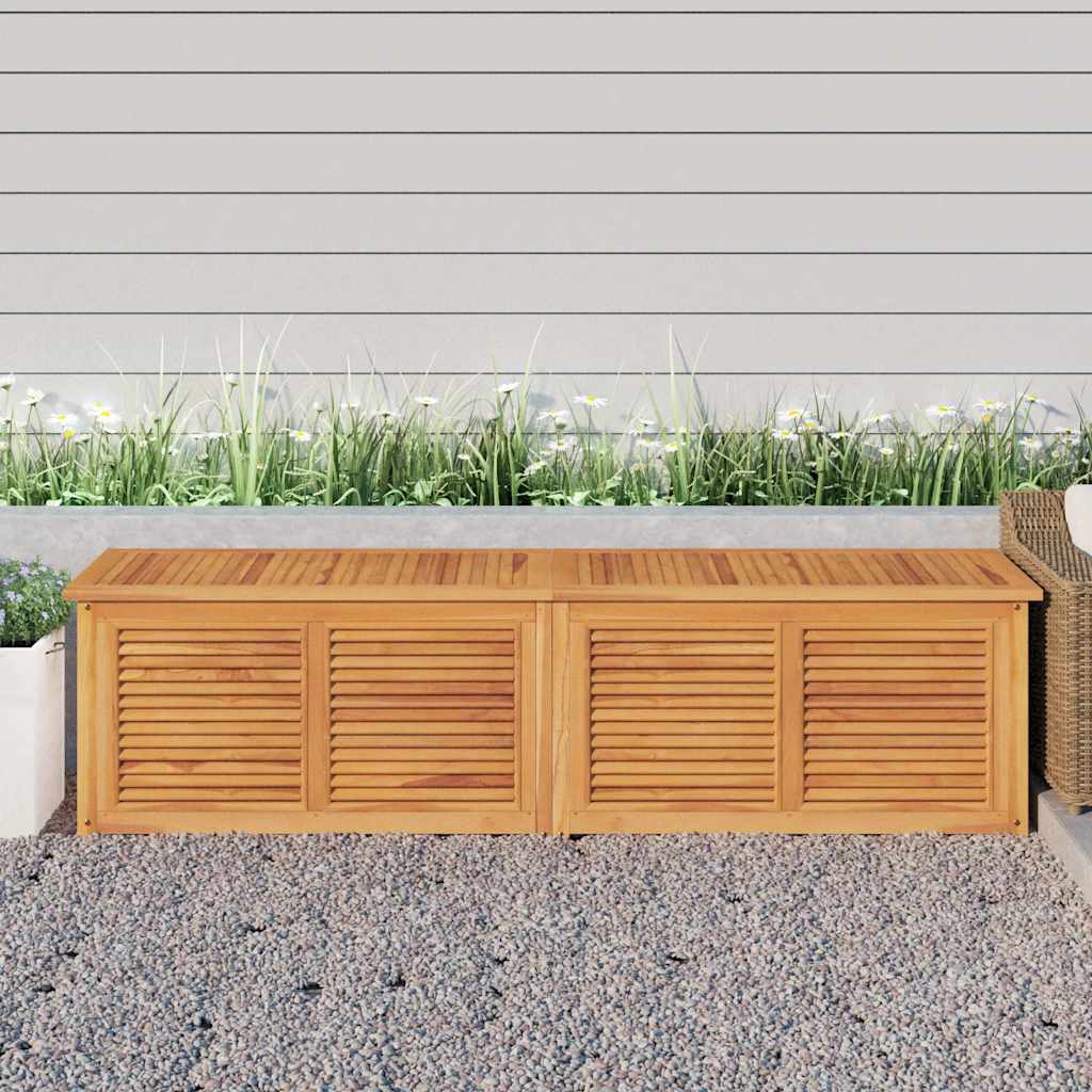 Baú de arrumação de jardim com bolsa, madeira de teca maciça, 114x50x58 cm