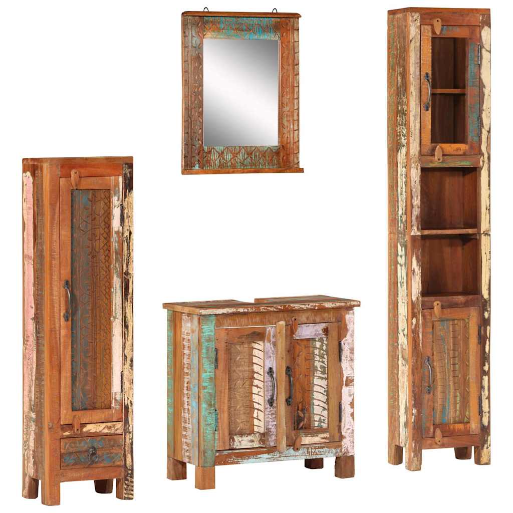 Conjunto de muebles de baño 2 piezas madera maciza de acacia