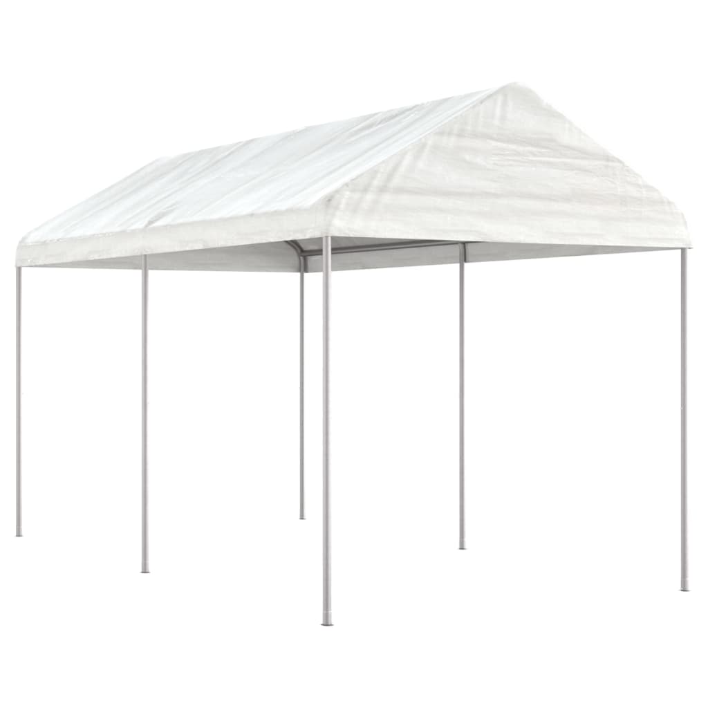 Cenador con techo polietileno blanco 11,15x2,28x2,69 m
