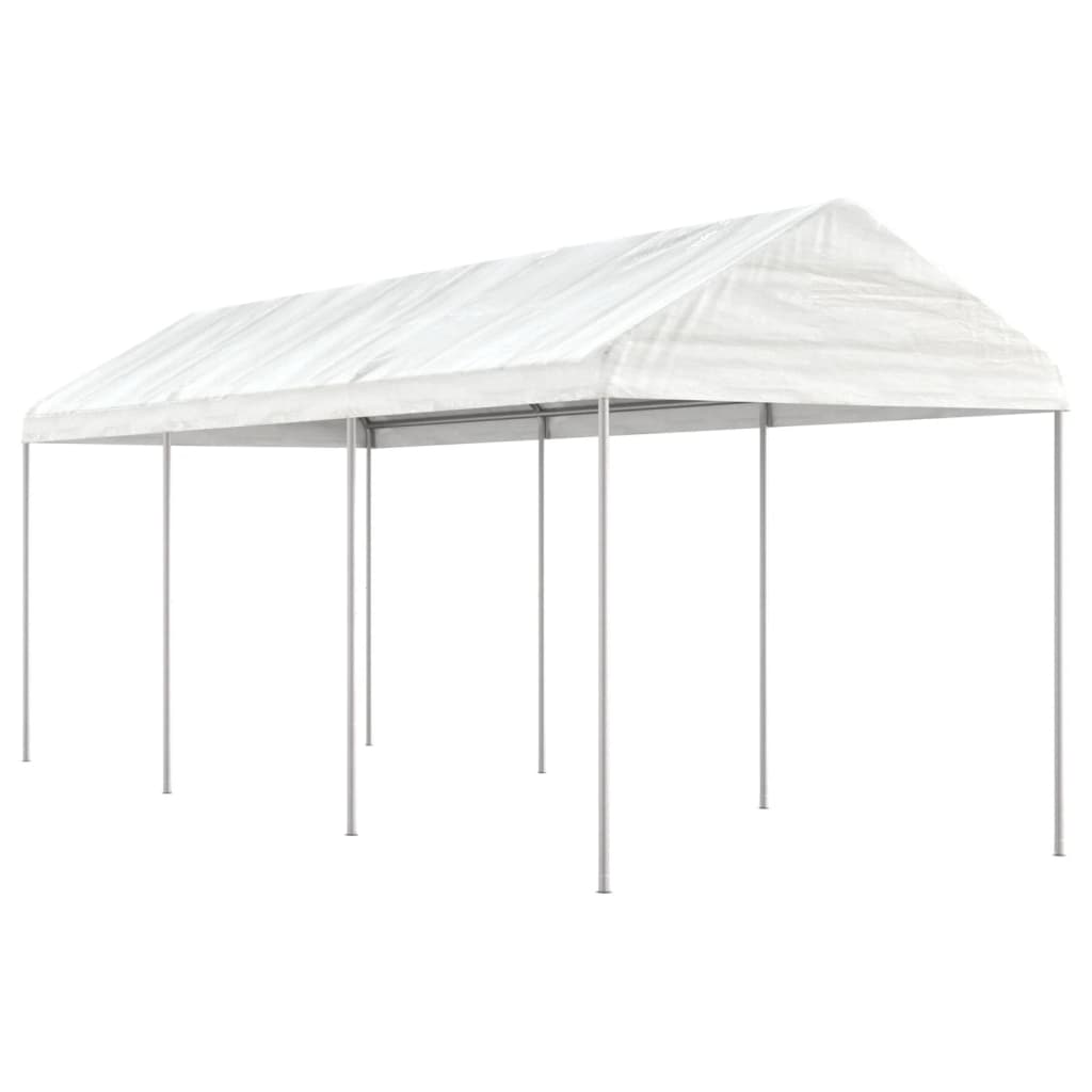 Cenador con techo polietileno blanco 11,15x2,28x2,69 m