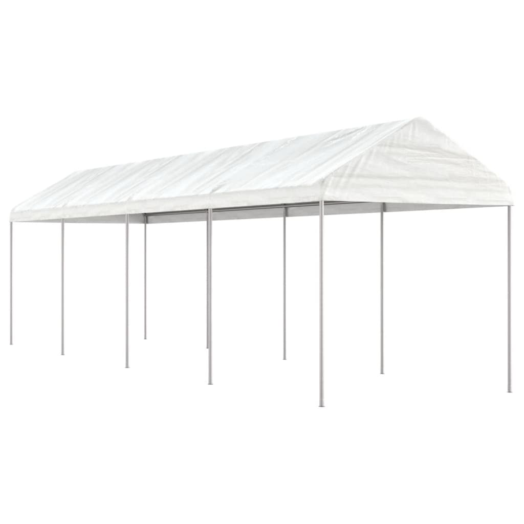 Cenador con techo polietileno blanco 11,15x2,28x2,69 m