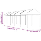 Cenador con techo polietileno blanco 11,15x2,28x2,69 m