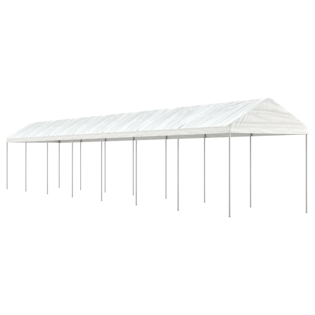 Cenador con techo polietileno blanco 11,15x2,28x2,69 m