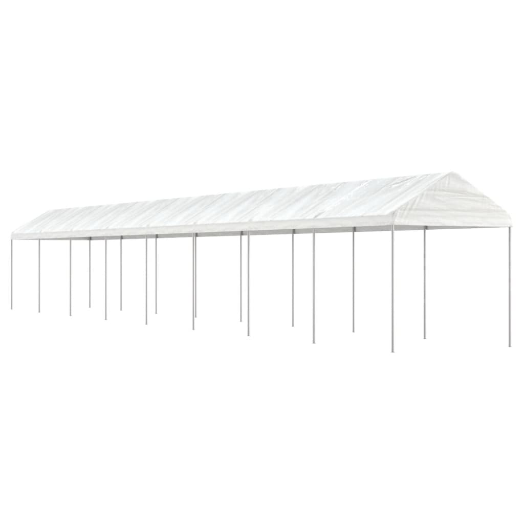 Cenador con techo polietileno blanco 11,15x2,28x2,69 m