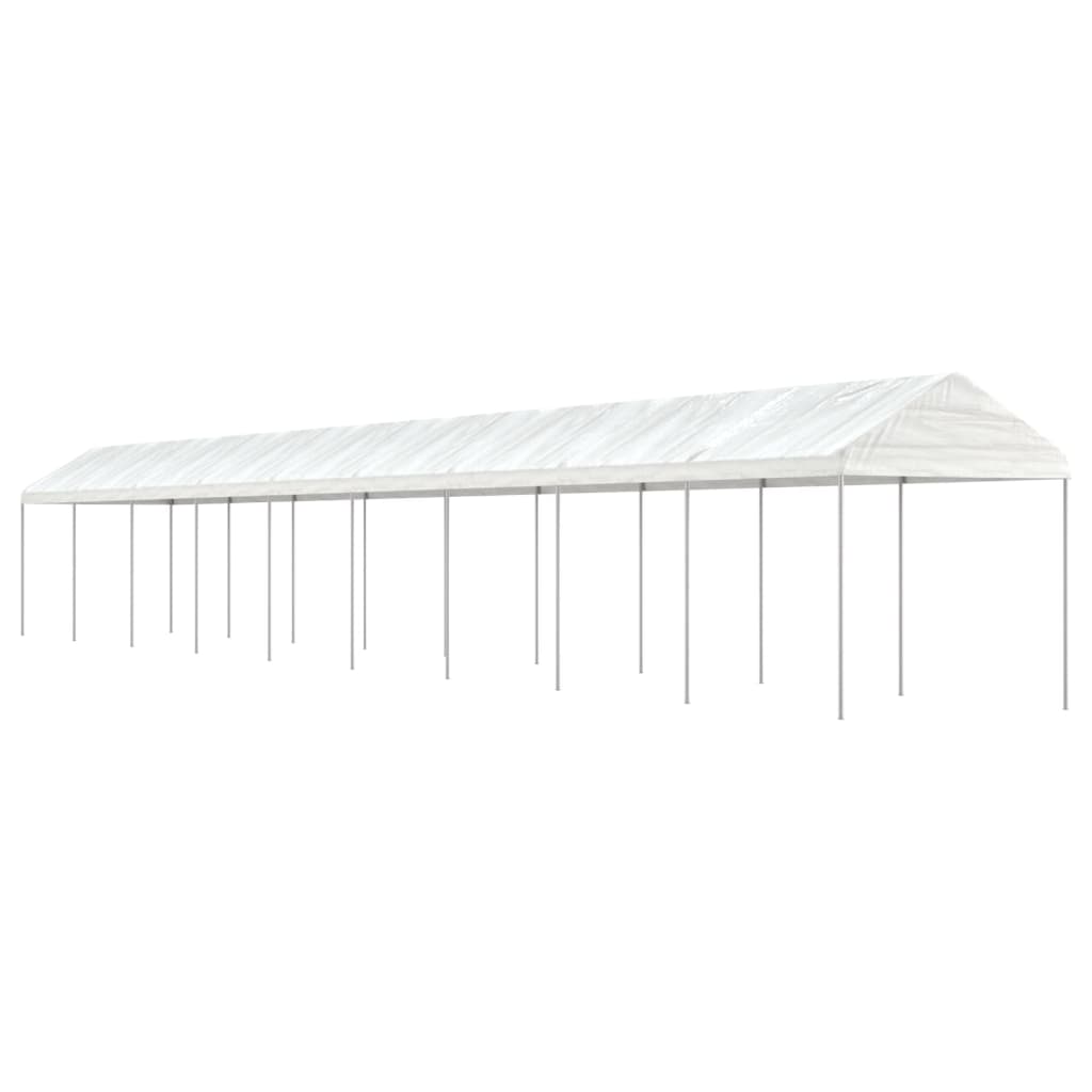Cenador con techo polietileno blanco 11,15x2,28x2,69 m