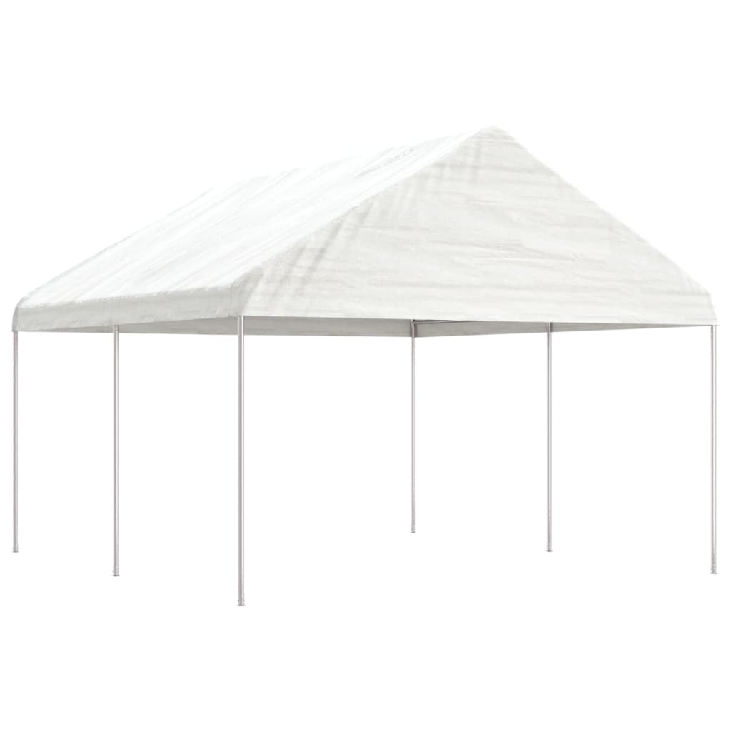 Cenador con techo polietileno blanco 11,15x2,28x2,69 m