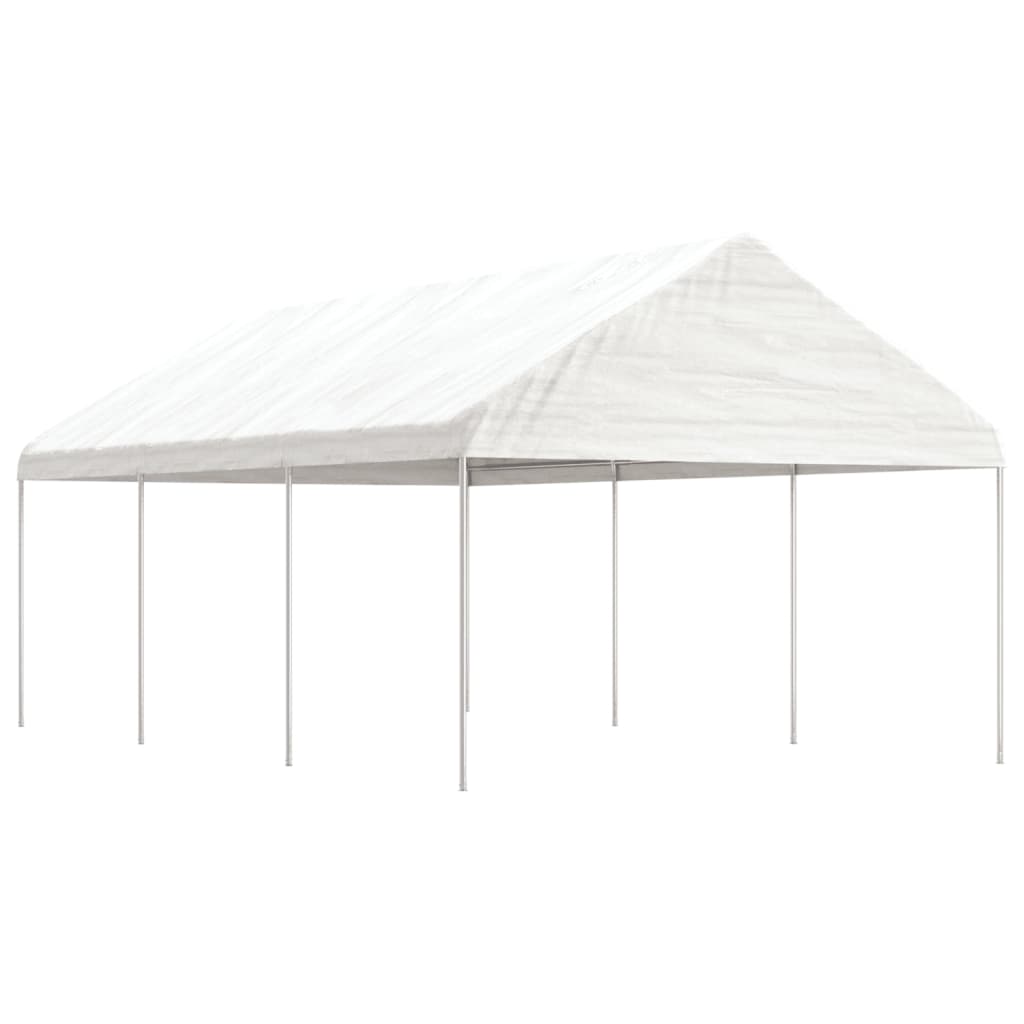 Cenador con techo polietileno blanco 11,15x2,28x2,69 m