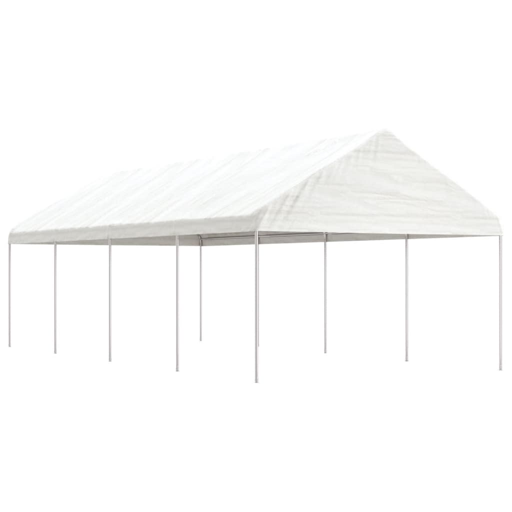 Cenador con techo polietileno blanco 11,15x2,28x2,69 m