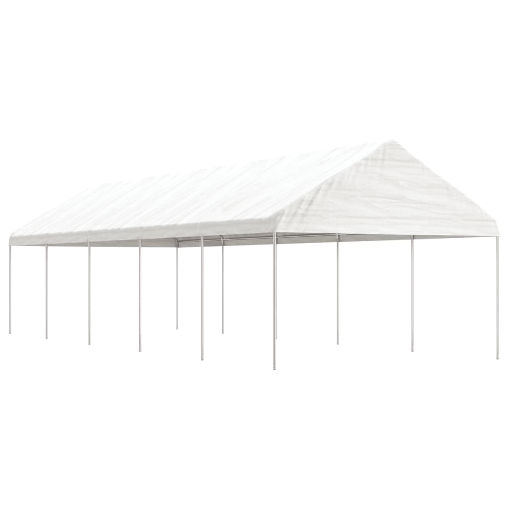 Cenador con techo polietileno blanco 11,15x2,28x2,69 m