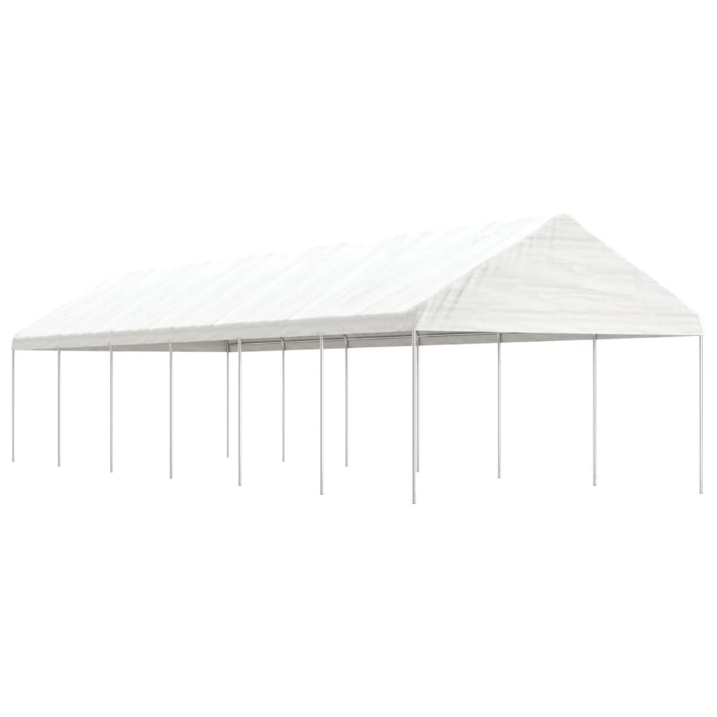 Cenador con techo polietileno blanco 11,15x2,28x2,69 m