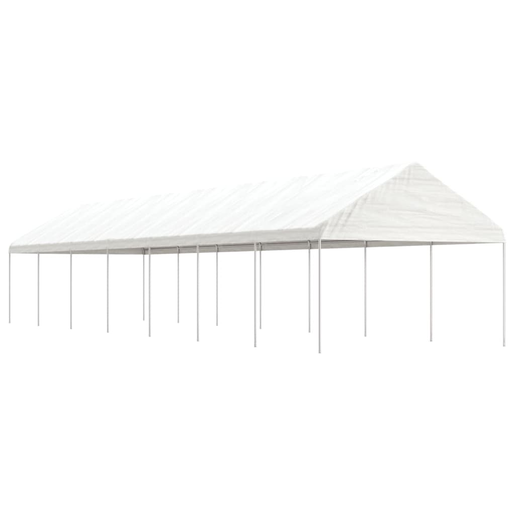 Cenador con techo polietileno blanco 11,15x2,28x2,69 m