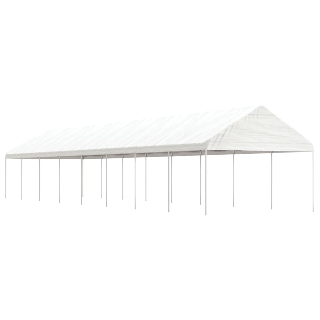Cenador con techo polietileno blanco 11,15x2,28x2,69 m