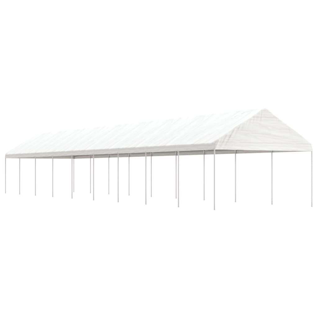 Cenador con techo polietileno blanco 11,15x2,28x2,69 m