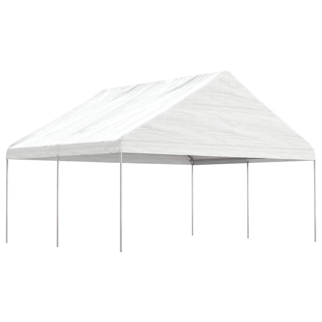 Cenador con techo polietileno blanco 11,15x2,28x2,69 m