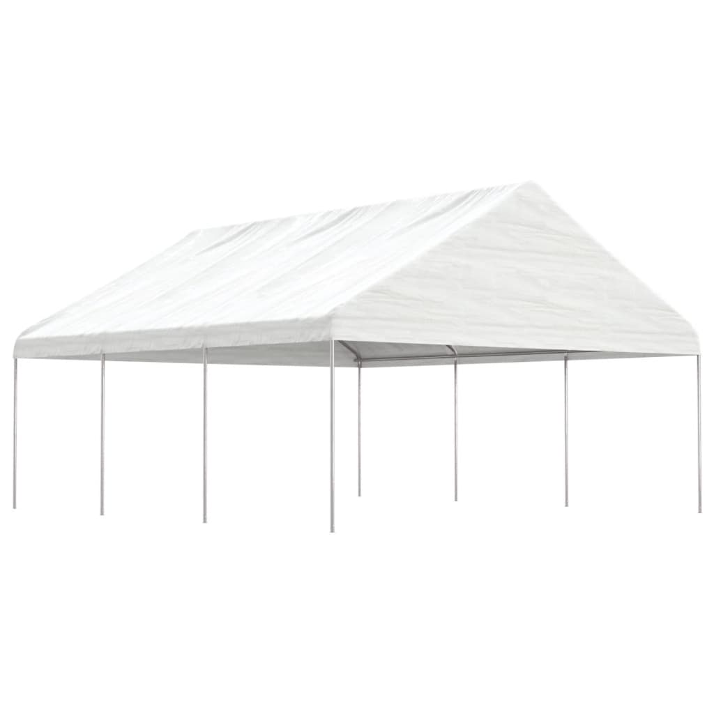 Cenador con techo polietileno blanco 11,15x2,28x2,69 m