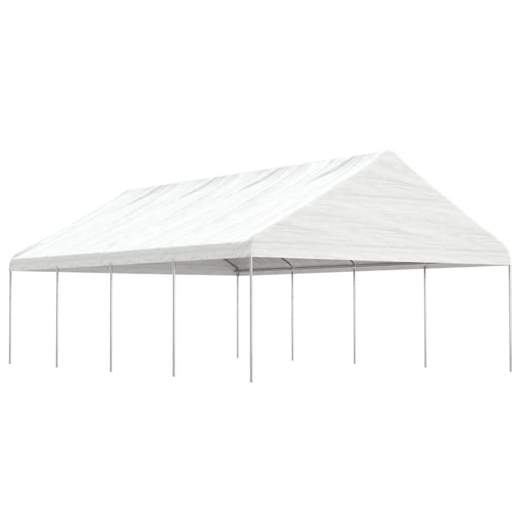 Cenador con techo polietileno blanco 11,15x2,28x2,69 m