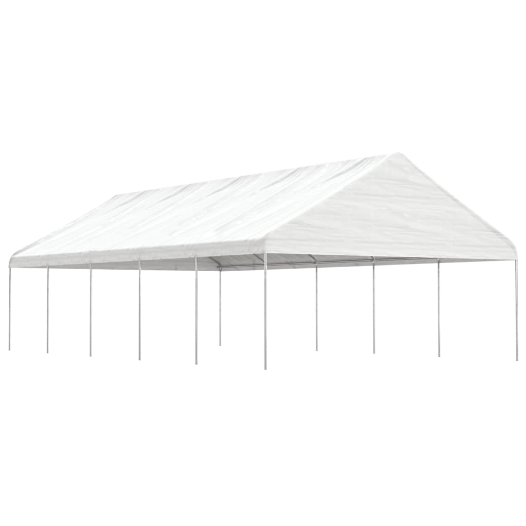 Cenador con techo polietileno blanco 11,15x2,28x2,69 m