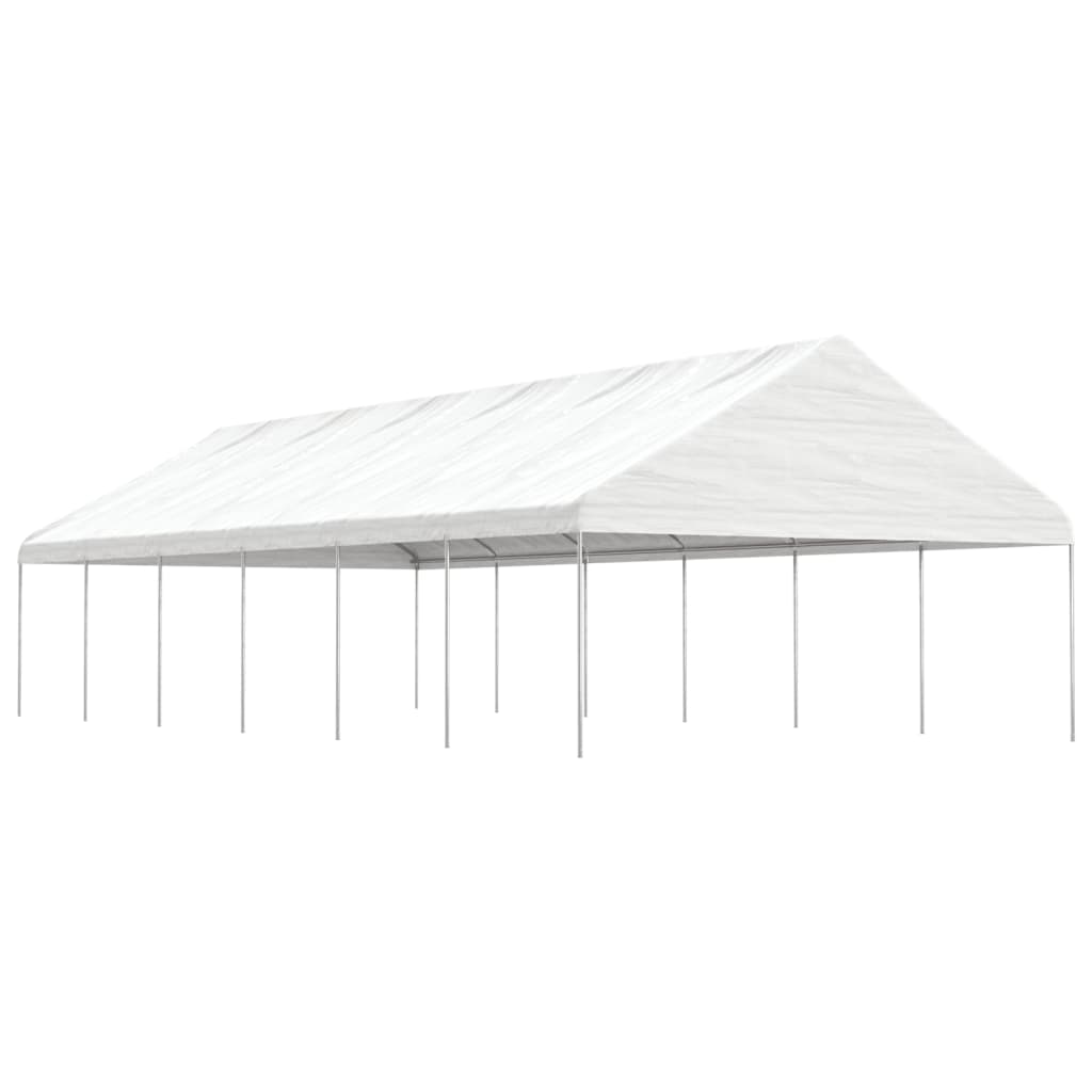 Cenador con techo polietileno blanco 11,15x2,28x2,69 m