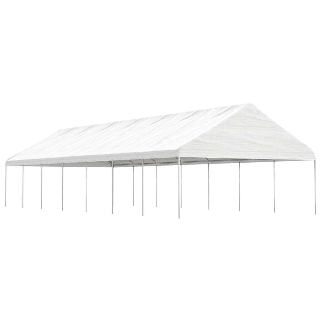 Cenador con techo polietileno blanco 11,15x2,28x2,69 m