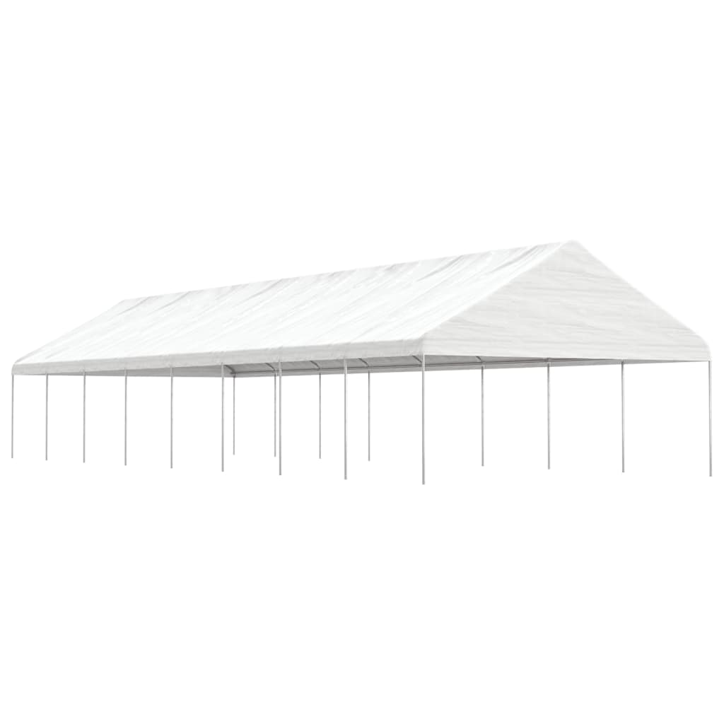 Cenador con techo polietileno blanco 11,15x2,28x2,69 m