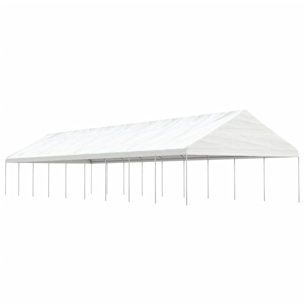 Cenador con techo polietileno blanco 11,15x2,28x2,69 m