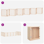 Puerta para perros plegable 12 paneles madera de álamo 600 cm