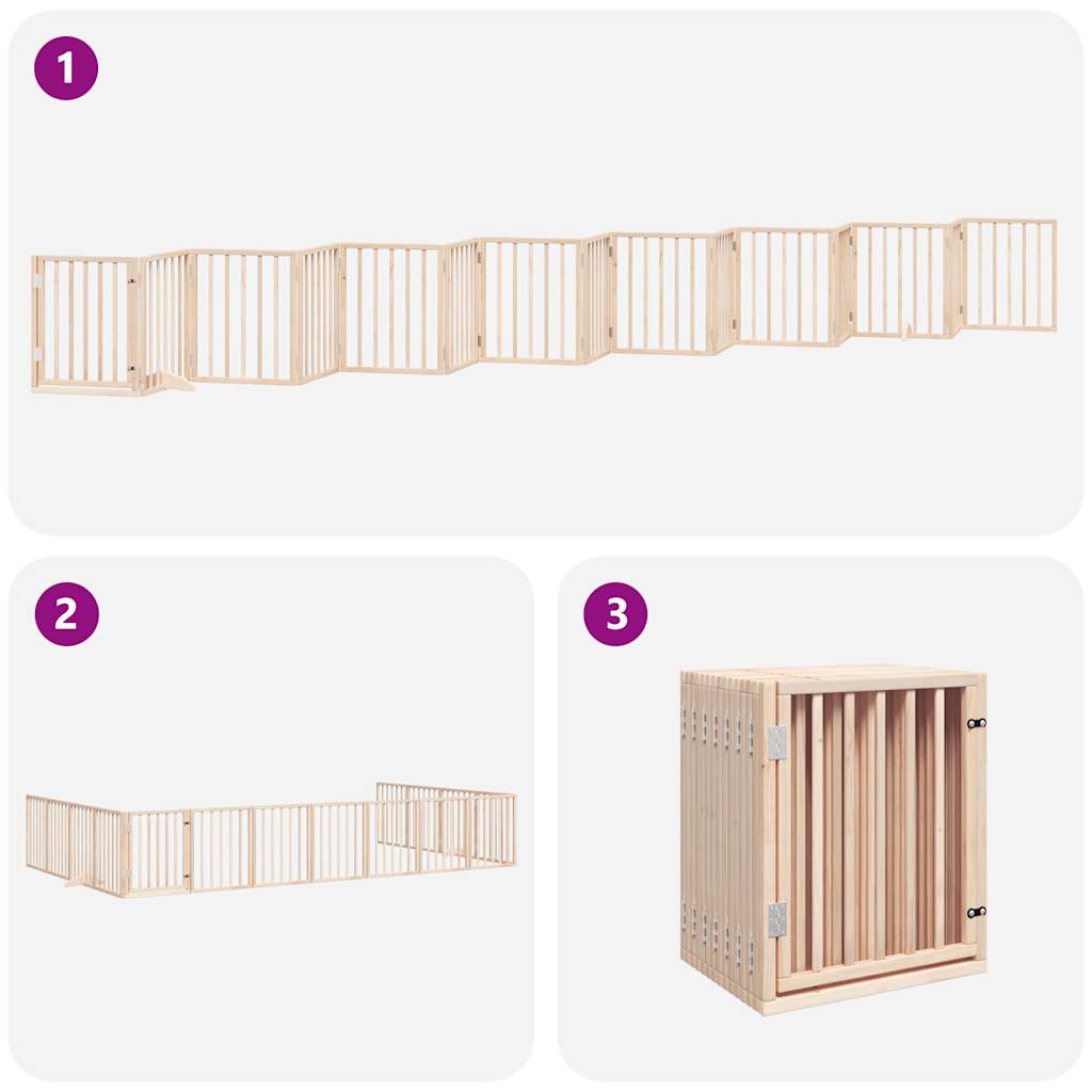 Puerta para perros plegable 15 paneles madera de álamo 750 cm