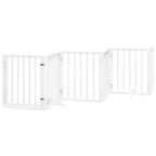 Puerta para perros plegable 9 paneles madera álamo blanca 450cm
