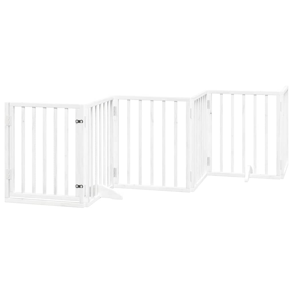 Puerta para perros plegable 9 paneles madera álamo blanca 450cm