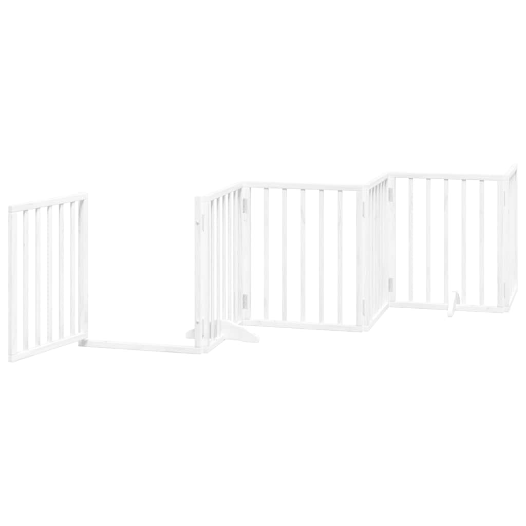 Puerta para perros plegable 9 paneles madera álamo blanca 450cm