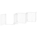 Puerta para perros plegable 9 paneles madera álamo blanca 450cm