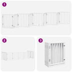 Puerta para perros plegable 9 paneles madera álamo blanca 450cm