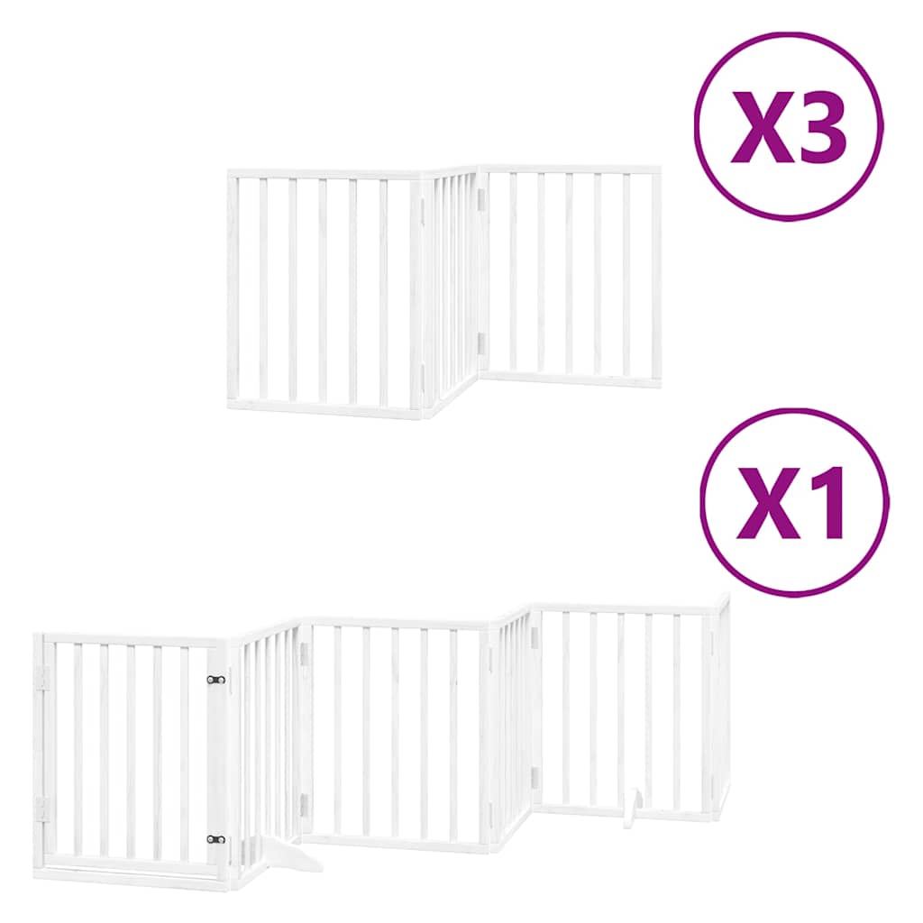 Puerta de perros plegable 15 paneles madera álamo blanca 750 cm