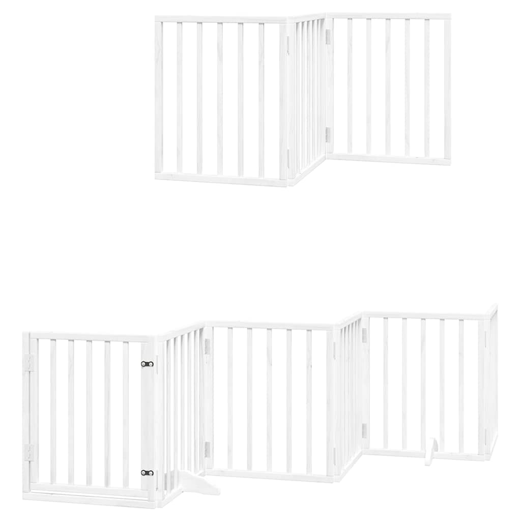 Puerta de perros plegable 15 paneles madera álamo blanca 750 cm