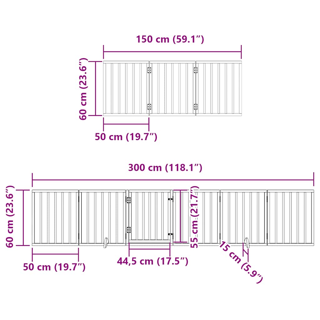 Puerta de perros plegable 15 paneles madera álamo blanca 750 cm