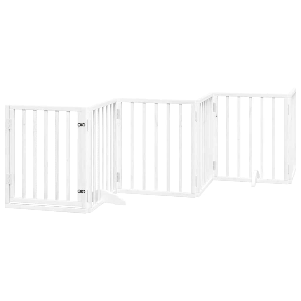 Puerta de perros plegable 15 paneles madera álamo blanca 750 cm