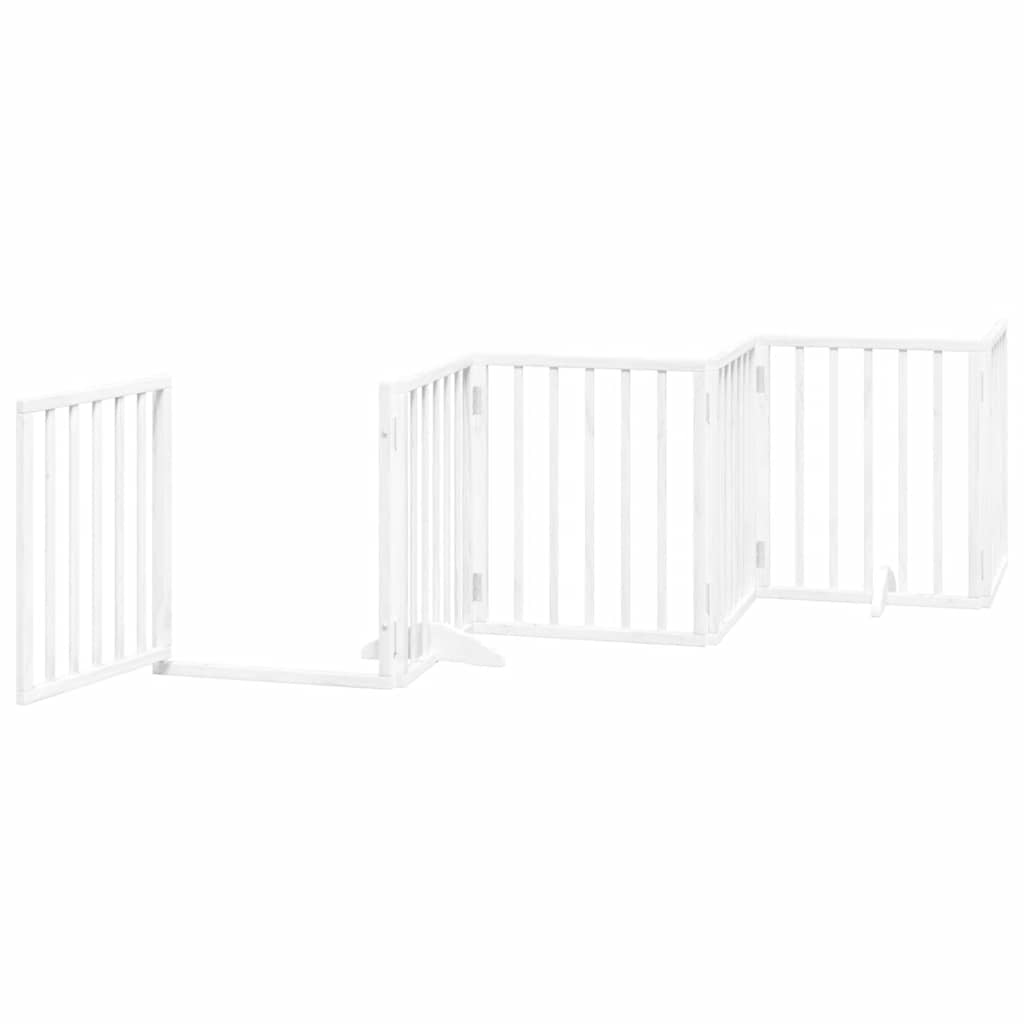 Puerta de perros plegable 15 paneles madera álamo blanca 750 cm