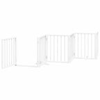 Puerta de perros plegable 15 paneles madera álamo blanca 750 cm