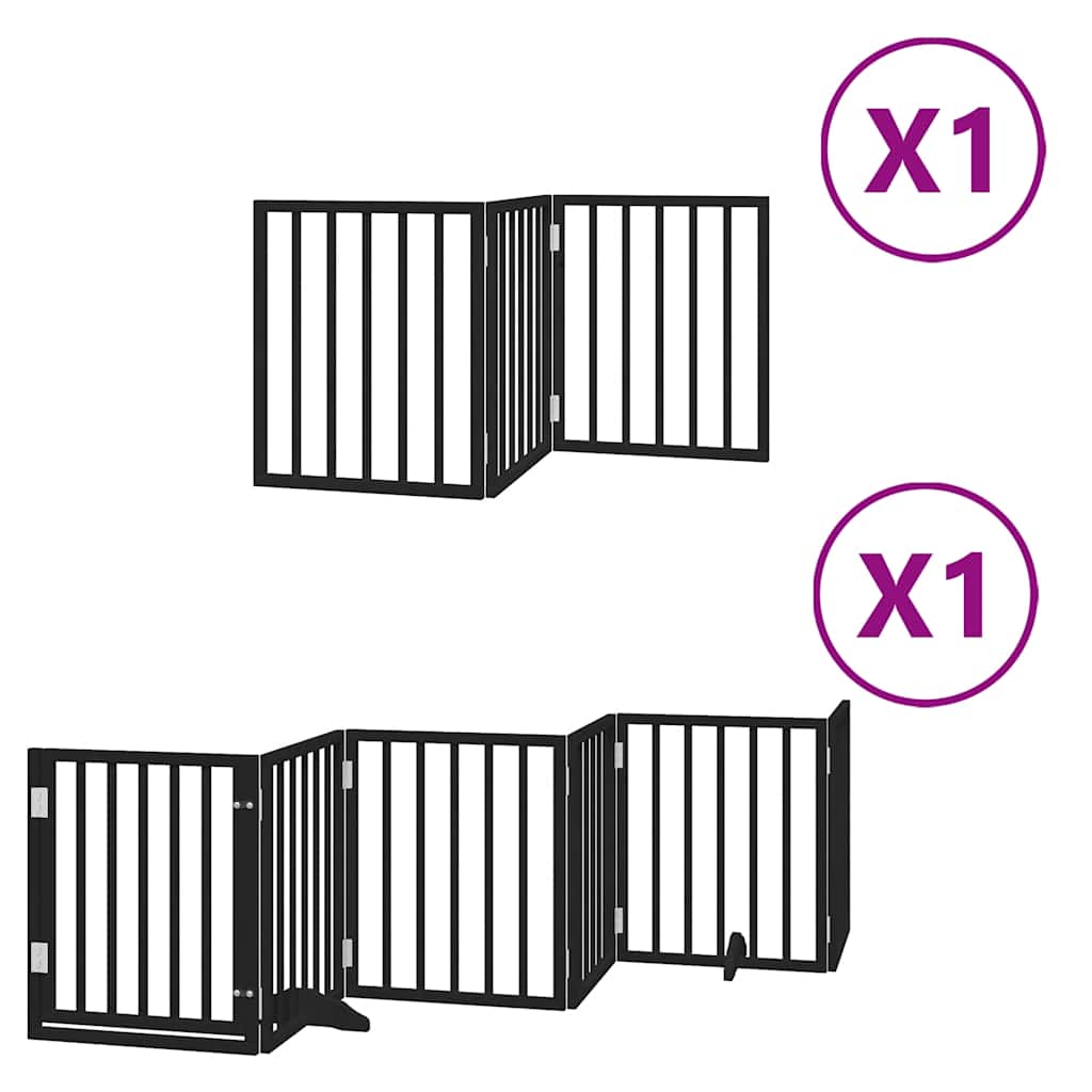 Puerta para perros plegable 9 paneles madera álamo negra 450 cm
