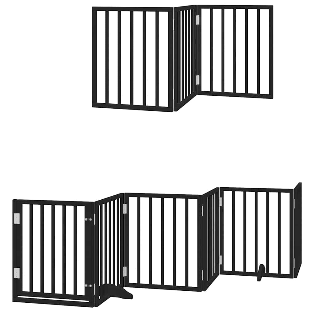 Puerta para perros plegable 9 paneles madera álamo negra 450 cm